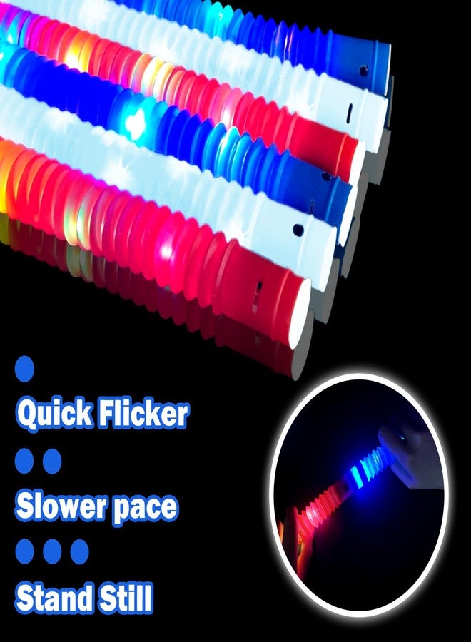 Wondrus Patriotic Accessories Toys Gifts for Kids ＆ Adults 9 PCS, Red White Blue Light up Pop Tubes Neon Bracelets Necklaces for Parade Throws, USA Party Favors Supplies Decorations for Labor Veterans Day - Image 3